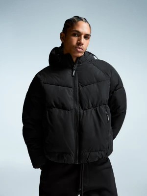 Bershka Pikowana Kurtka Z Kapturem Mężczyzna Czarny