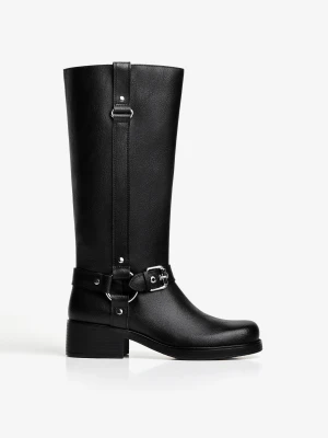 Bershka Płaskie Buty Biker Kobieta Czarny