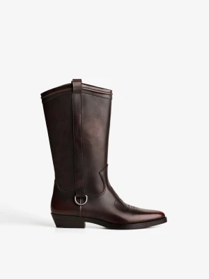 Bershka Płaskie Buty Kowbojki Kobieta Kombinowany