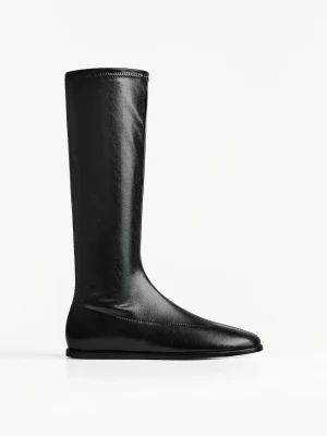 Bershka Płaskie Kozaki Stretch Kobieta Czarny