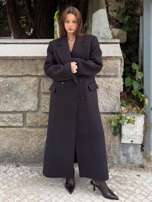 Bershka Płaszcz Oversize Z Flauszu Kobieta Xs-S Bordowy