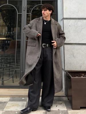 Bershka Płaszcz Ze Szczotkowanym Efektem Mężczyzna Szary