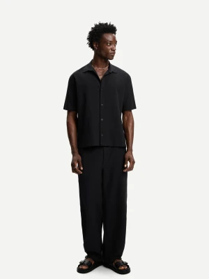 Bershka Plisowane Spodnie Jogger Baggy Mężczyzna Czarny