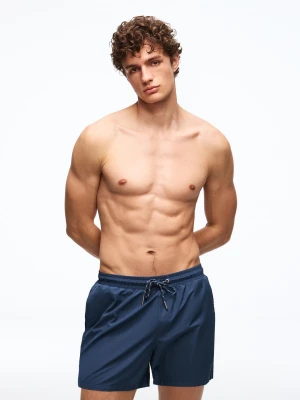Bershka Podstawowe Szorty Kąpielowe Regular Fit Mężczyzna Granatowy