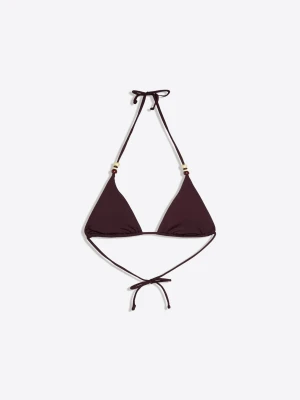 Bershka Podstawowy Top Bikini Z Koralikami Kobieta Fioletowy