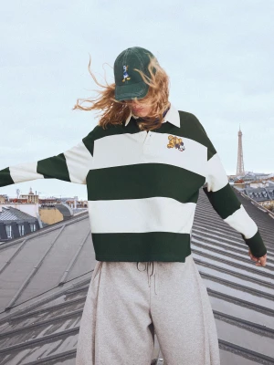 Bershka Polo Z Dzianiny Dresowej Myszka Miki Mężczyzna Zielony