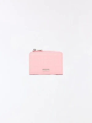Bershka Portmonetka Z Efektem Lakierowanej Skóry Ze Zwierzęcym Nadrukiem Kobieta Różowy