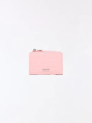 Bershka Portmonetka Z Wytłaczanym Zwierzęcym Wzorem Ze Sztucznej Lakierowanej Skóry Kobieta Różowy