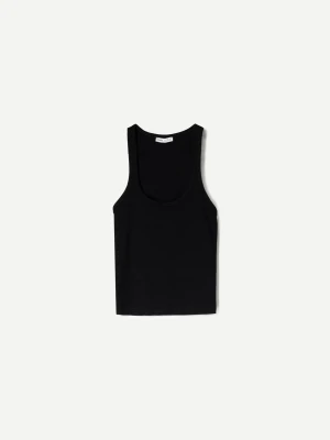 Bershka Prążkowana Koszulka Bez Rękawów Kobieta Czarny