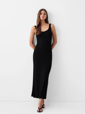 Zdjęcie produktu Bershka Prążkowana Sukienka Na Ramiączkach Kobieta Czarny