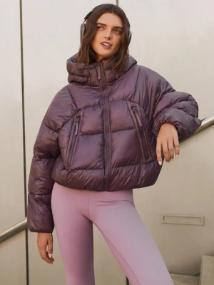 Bershka Puchowa Kurtka Kobieta Fioletowy