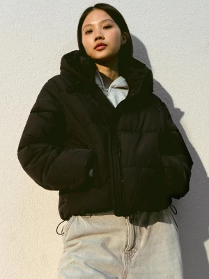 Bershka Puchowa Kurtka Wodoodporna, Wiatroodporna I Termoizolacyjna Kobieta Czarny