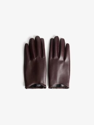 Bershka Rękawiczki Ze Sztucznej Skóry Kobieta Brązowy