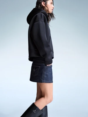 Zdjęcie produktu Bershka Rozpinana Bluza Oversize Z Efektem Neoprenu Kobieta Czarny