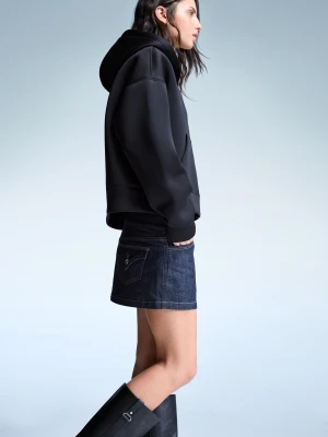 Bershka Rozpinana Bluza Oversize Z Efektem Neoprenu Kobieta Czarny