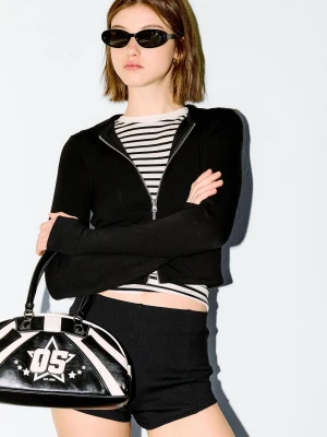 Bershka Rozpinana Bluza Z Kapturem Z Mieszanki Modalu Kobieta Czarny