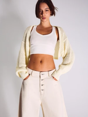 Bershka Rustykalne Bolerko Kobieta Kremowy