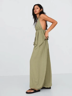 Bershka Rustykalne Spodnie Bombki Kobieta Khaki