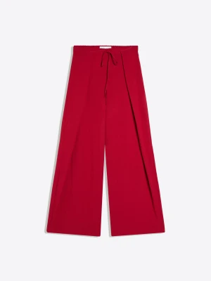 Bershka Rustykalne Spodnie Wide Leg Ze Zmarszczkami Kobieta Czerwony