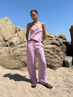 Bershka Rustykalny Top Bandeau Kobieta Różowy