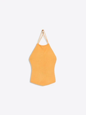 Bershka Rustykalny Top Typu Halter Kobieta Pomarańczowy