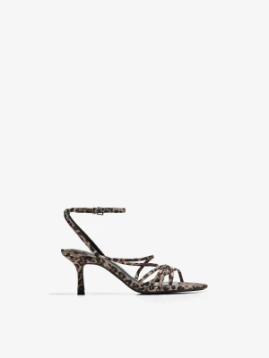 Bershka Sandały Na Obcasie Z Paseczkami Ze Zwierzęcym Wzorem Kobieta Kombinowany