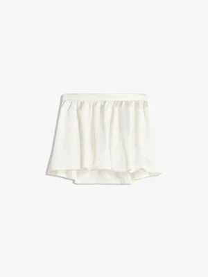 Bershka Satynowa Spódnica Mini Z Falbankami Kobieta Kremowy
