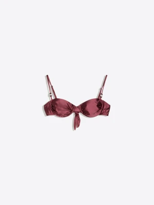 Bershka Satynowy Biustonosz Od Bikini Na Fiszbinach Kobieta Rubinowy