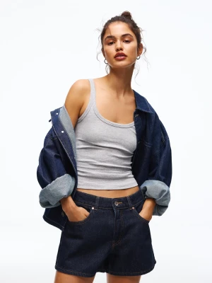 Bershka Shorty Jeansowe 90'S Kobieta Granatowy