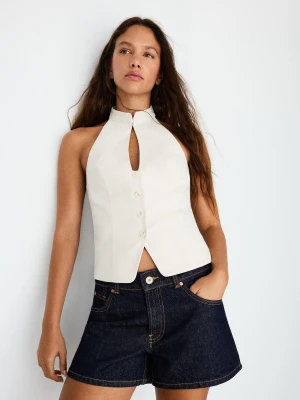 Bershka Shorty Jeansowe 90'S Kobieta Granatowy