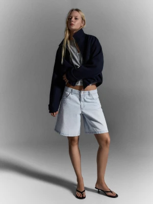 Bershka Shorty Jeansowe O Kroju Baggy Kobieta Wyblakły Niebieski