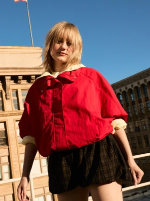 Bershka Shorty Mini O Balonowym Kroju W Kratę Kobieta Brązowy
