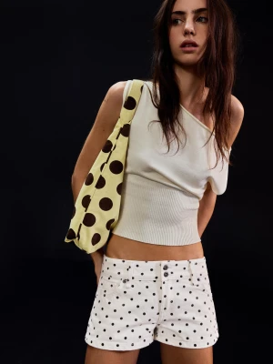 Bershka Shorty W Kropki Kobieta Biały