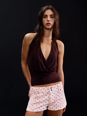 Bershka Shorty W Kropki Kobieta Różowy