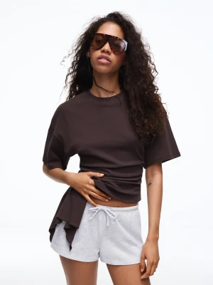 Bershka Shorty Z Dzianiny Dresowej Z Elastycznym Pasem Kobieta Szary