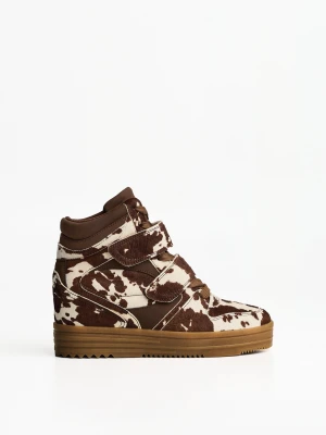 Bershka Skórzane Sneakersy Botki Z Koturną Wewnętrzną Zwierzęcy Nadruk Kobieta Kombinowany