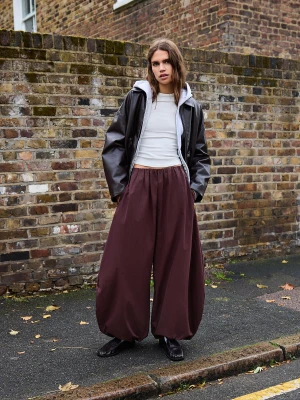 Bershka Spodenki Bloomer Kobieta Rubinowy