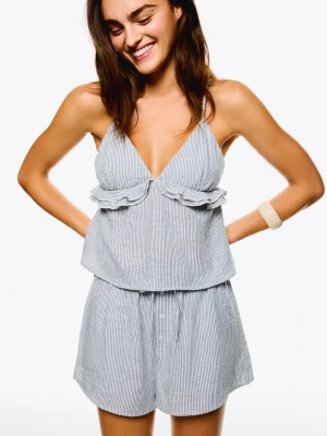 Bershka Spodenki W Rustykalnym Stylu Kobieta Granatowy