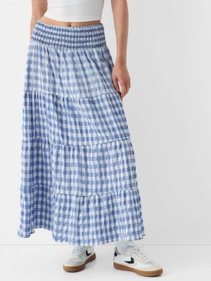 Bershka Spódnica Maxi W Kratkę Vichy Kobieta Niebieski