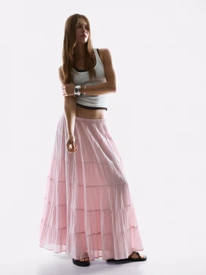 Bershka Spódnica Maxi W Stylu Boho Kobieta Różowy