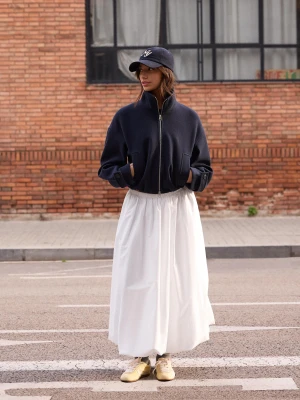 Bershka Spódnica Midi O Balonowym Kroju Kobieta Biały