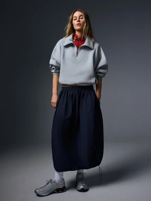 Bershka Spódnica Midi Parachute Kobieta Granatowy