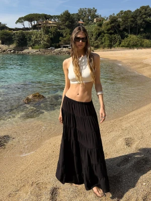 Bershka Spódnica Midi W Rustykalnym Stylu Kobieta Czarny