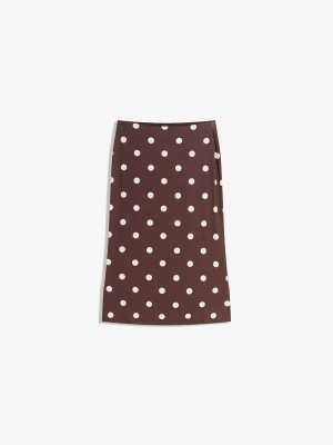 Bershka Spódnica Midi Z Nadrukiem Kobieta Brązowy