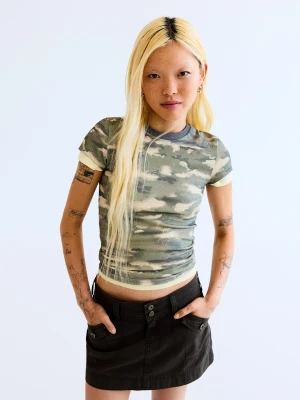 Bershka Spódnica Mini Cargo Kobieta Khaki