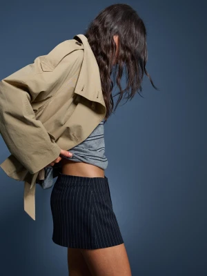 Bershka Spódnica Mini Garniturowa Kobieta Granatowy