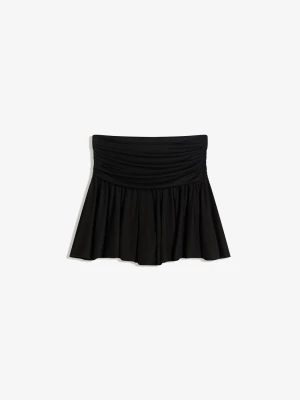 Bershka Spódnica Mini Strukturalna Z Nicią Metalizowaną Kobieta Czarny