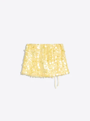 Bershka Spódnica Mini Z Cekinami Kobieta Żółty