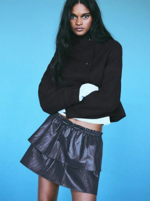 Bershka Spódnica Mini Z Falbankami Kobieta Granatowy