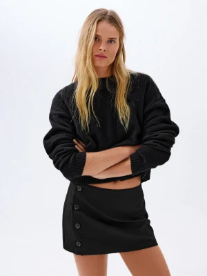 Bershka Spódnica Mini Z Guzikami Kobieta Czarny